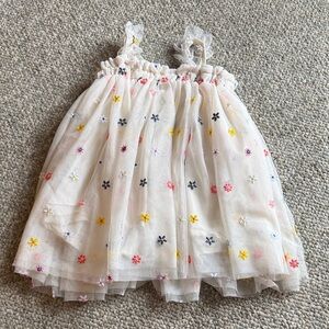 Delightful Floral Kids Tulle Dress with Embroidery